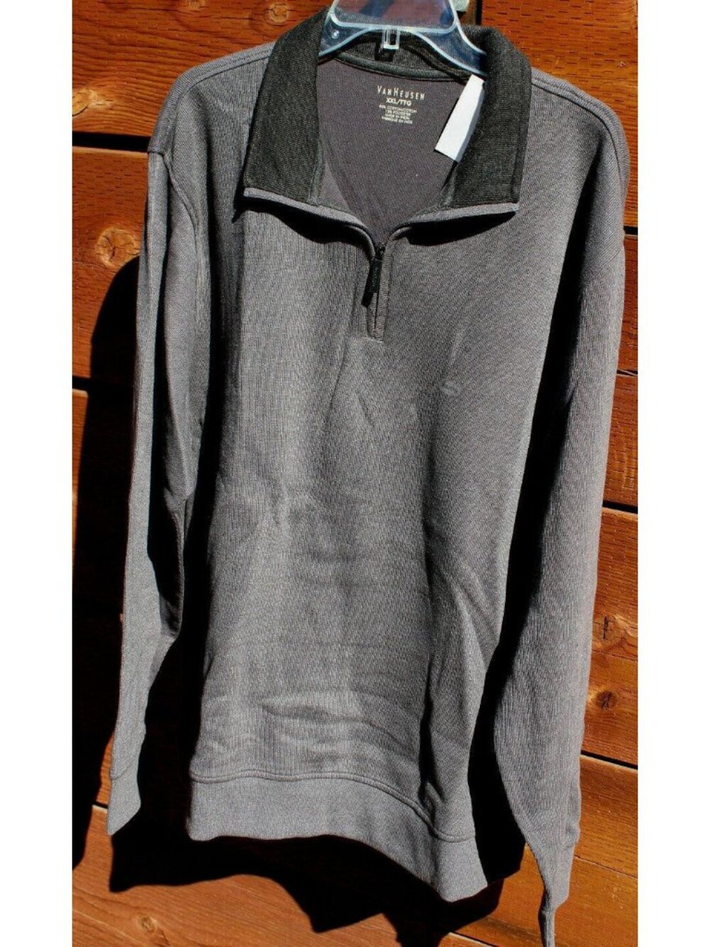 Van Heusen Shirt Mens Size 2XL Gray Long Sleeve 1/4 Zip Cotton Blend NWT #D-26